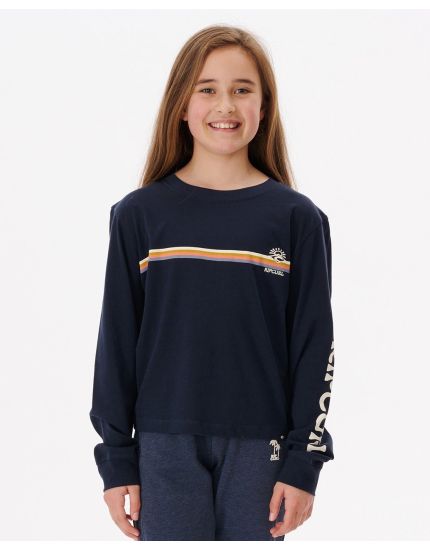 Melting Wave Long Sleeve - Girls (8-14 years) in Navy