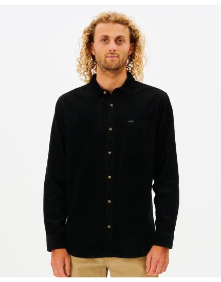 State Cord Long Sleeve Shirt in Black