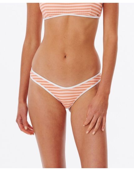 Premium Surf High Leg Skimpy Coverage Bikini Bottom in Peach