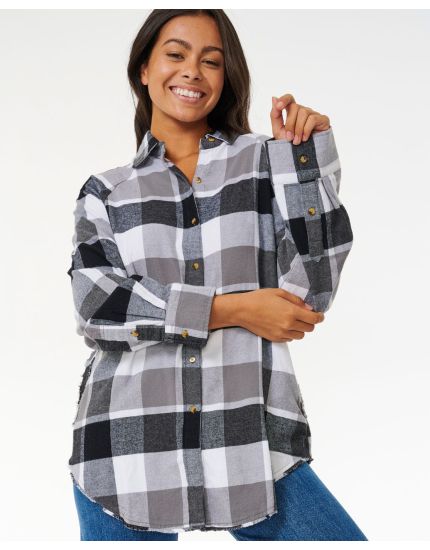 Pacific Dreams Cotton Flannel Shirt in Charcoal