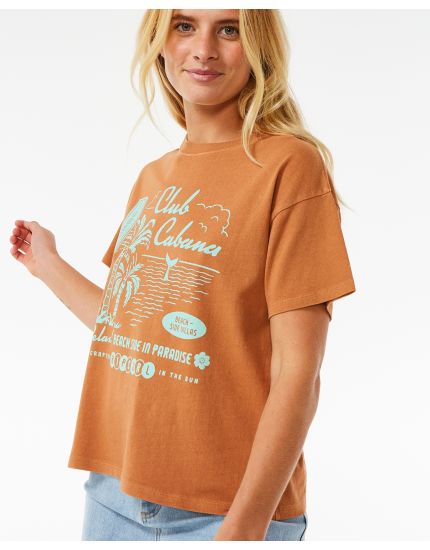 Club Cabana Relaxed Tee - Light Brown