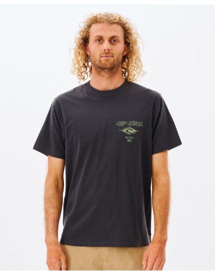 Fadeout Essential Tee in Washed Black/Moss