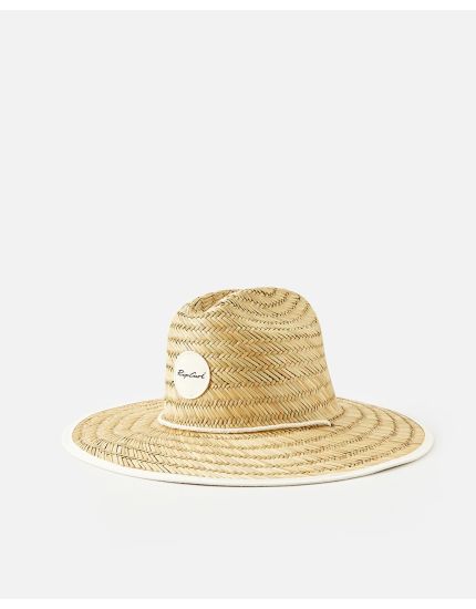 Script Straw Sun Hat in Natural/Black