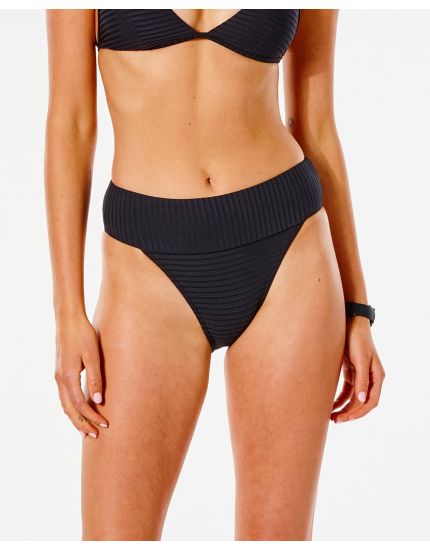 Premium Surf High Waist Bikini Bottom in Black