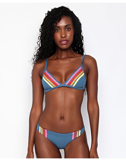 Wave Shapers Stripe Banded Tri Bikini Top